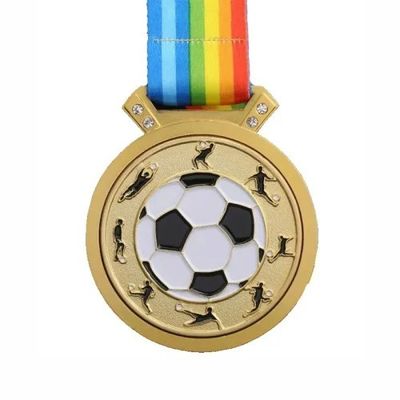 kaufen Custom Fußball-Medaillen mit Gravierbarem / Gold-Fußball-Medaille mit kostenlosem Lanyard Online-Herstellung