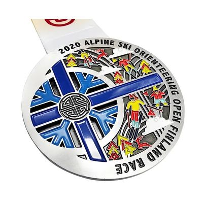 kaufen 3′′ 76mm Zinklegierung Winterski Metallische Weihnachtslaufmedaillen Ski-Rennen Award Online-Herstellung