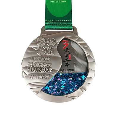 kaufen Flow Glitter-Medaillen Globe-Medaille Design Runde Form mit Arcylic Box Online-Herstellung