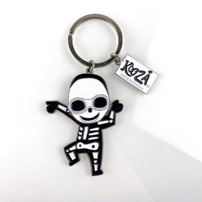 kaufen Weicher Enamel-Zink-Legierung-Schlüsselhalter mit beweglichen Schädel-Design für Zirkus-inspirierte Werbung und übergroße runde Brille Online-Herstellung
