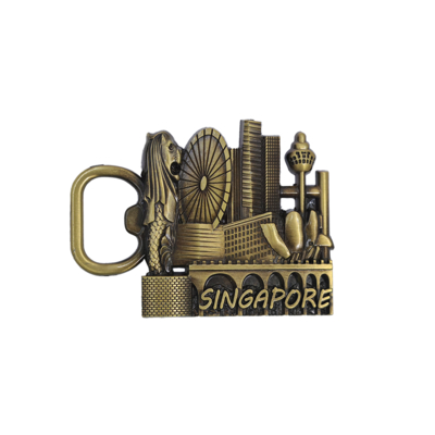 kaufen Antike Gold-Singapur-Schilder-Flaschenöffner Vintage-Metall-Gießverfahren Runde 2.5 Online-Herstellung