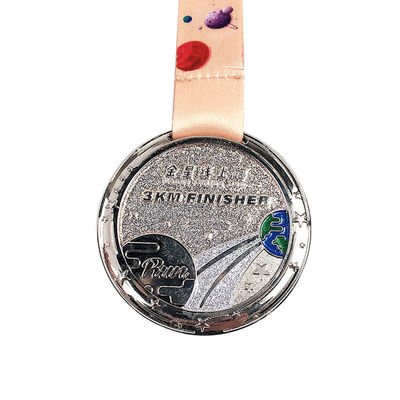 Spezialität Weiches Emaille glänzende Glitter-Medaille mit Band beschichtet Klar glänzende Oberfläche