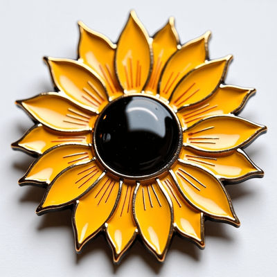 Sonnenblumen-Kühlschrankmagnet mit Schmelzblättern und Harzzentrum